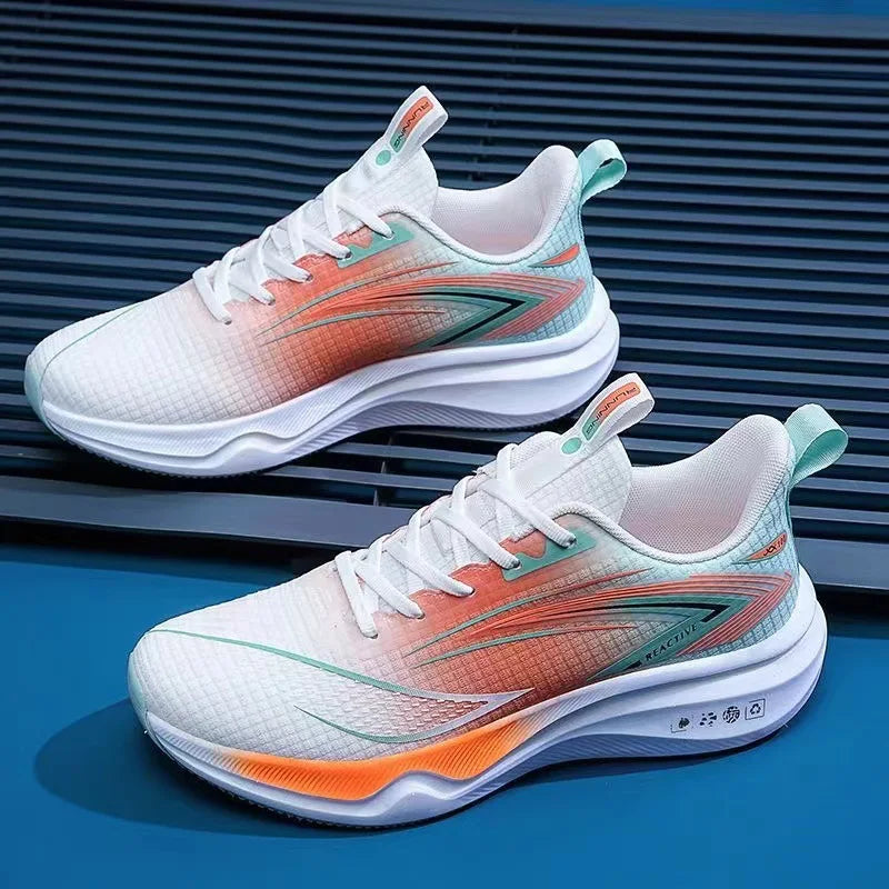 New All Season Lightweight Breathable Shock Absorption Running Shoes Mesh Fabric Casual Soft Plastic Outsole Student Men's Plaid