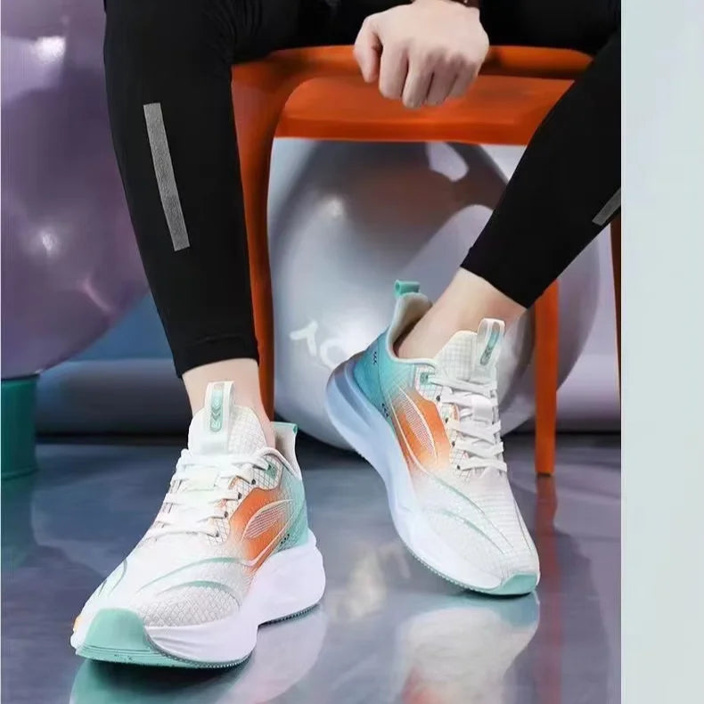 New All Season Lightweight Breathable Shock Absorption Running Shoes Mesh Fabric Casual Soft Plastic Outsole Student Men's Plaid