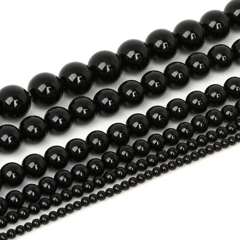 High Quality Nature Black  Round Ball Stone Bead Dyed 15" Beads For Jewelry making DIY 3mm 4mm 6mm 8mm 10mm 12mm pick