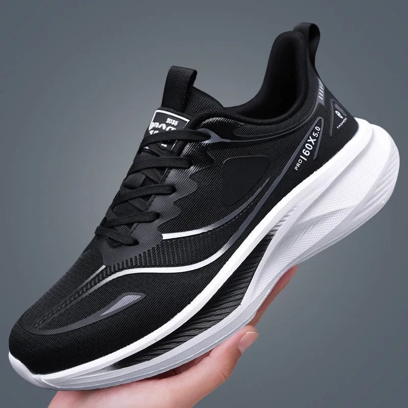 Coconut Men's Shoes Summer New Breathable Mesh for Lace-Up Sneakers Non-Slip Soft-Soled Running Casual Leisure Clunky Shoes