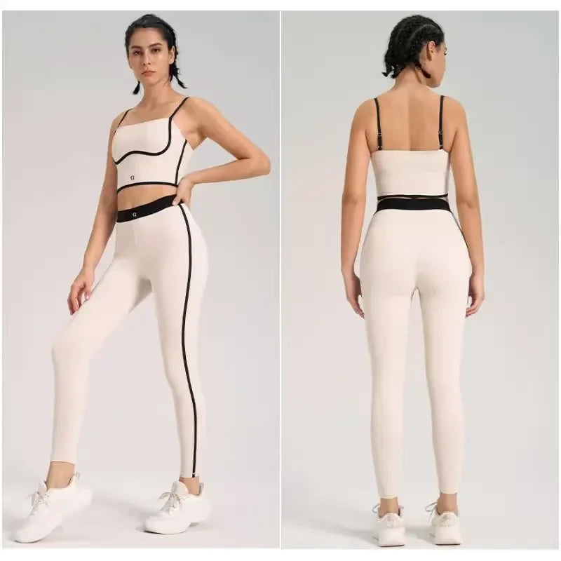 Yoga Set Women Two Pieces Bralette Gym Sports Tracksuits Bra Fitness Shorts Fared Pant Workout Sports Clothes