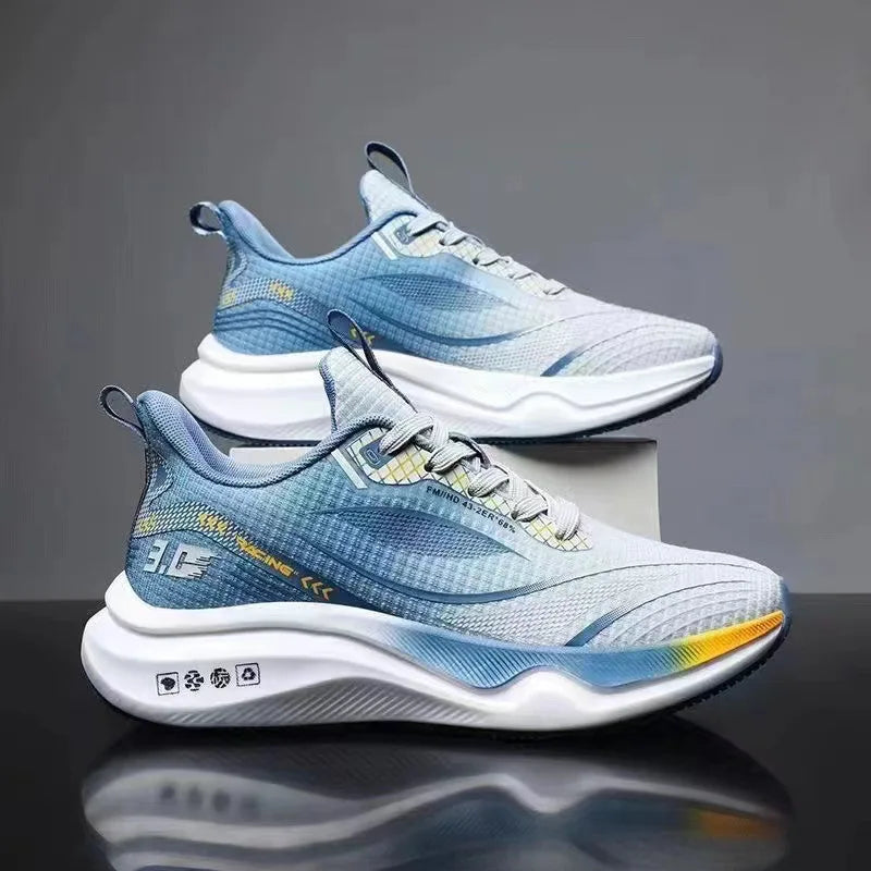New All Season Lightweight Breathable Shock Absorption Running Shoes Mesh Fabric Casual Soft Plastic Outsole Student Men's Plaid