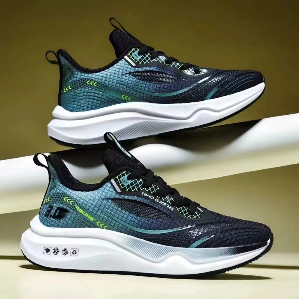 New All Season Lightweight Breathable Shock Absorption Running Shoes Mesh Fabric Casual Soft Plastic Outsole Student Men's Plaid