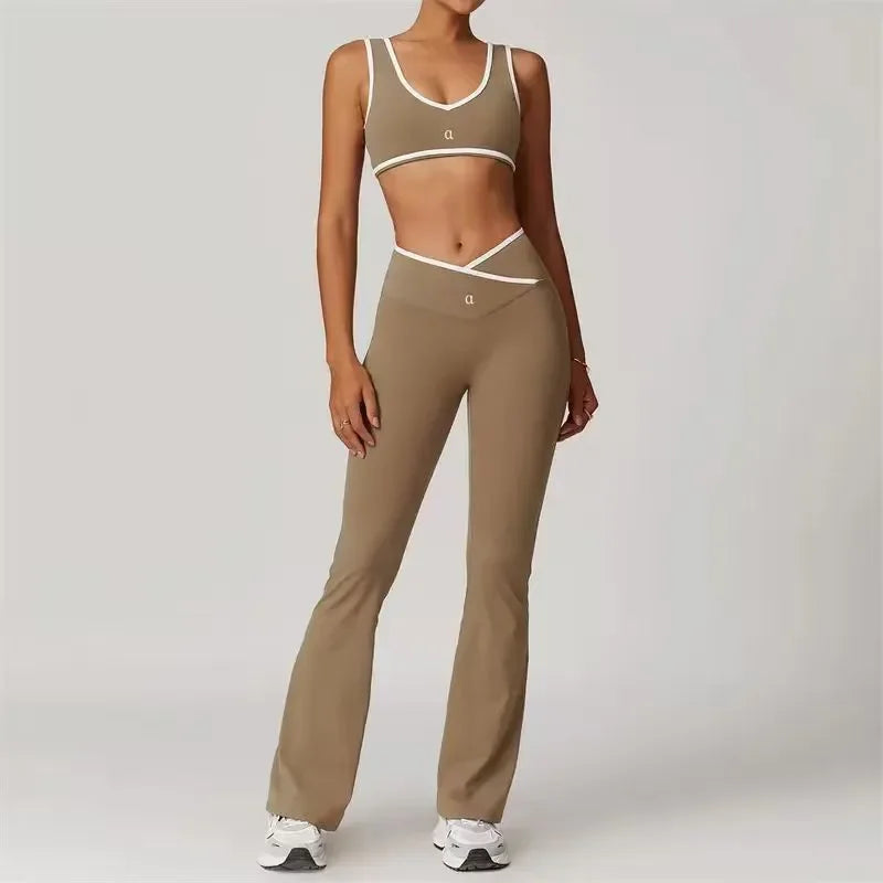 Yoga Set Women Two Pieces Bralette Gym Sports Tracksuits Bra Fitness Shorts Fared Pant Workout Sports Clothes