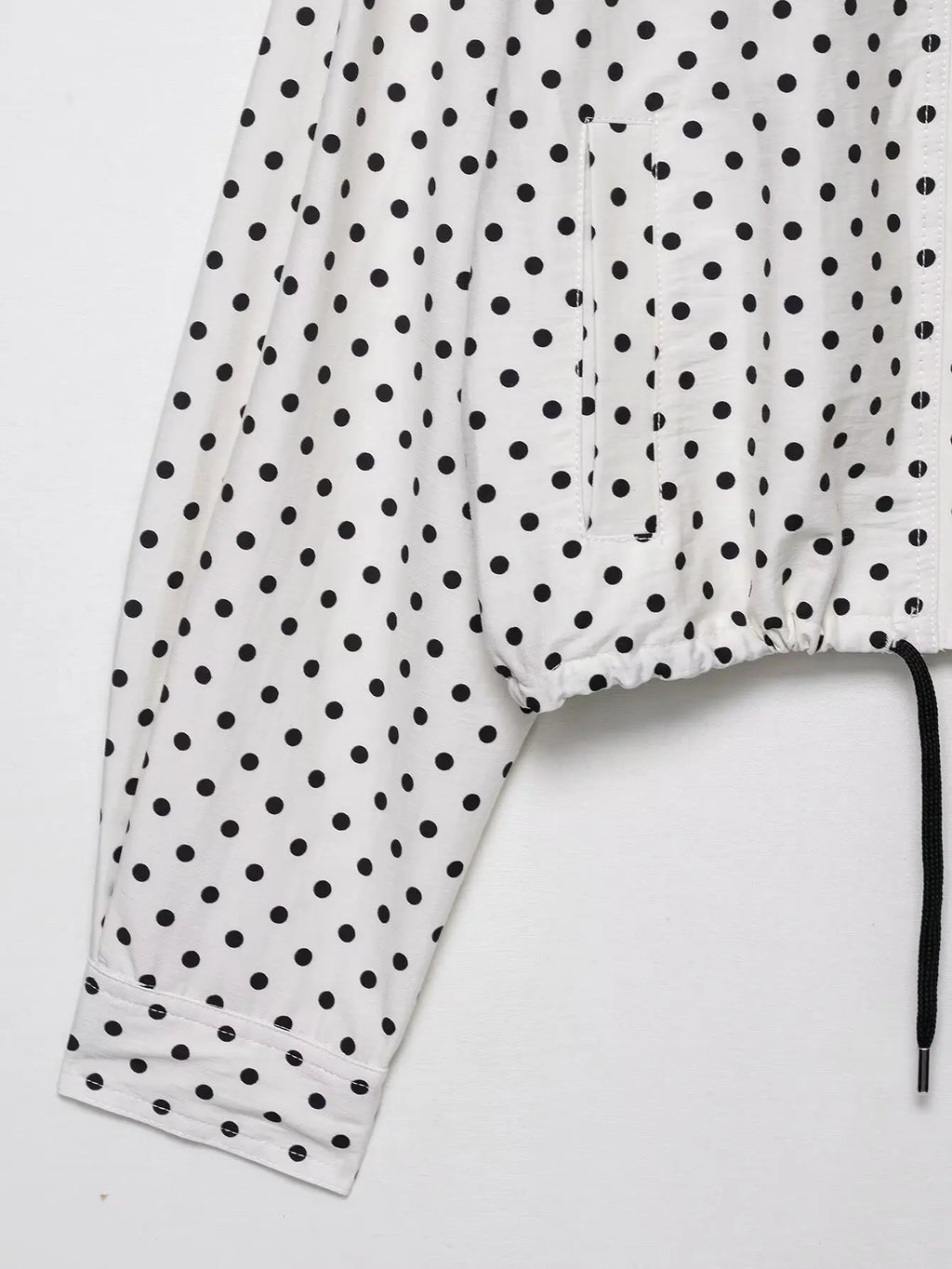 NLZGMSJ Women's Polka Dots Short Jacket Women's Stand Collar Zipper Top Short Set Female Casual Loose Coat