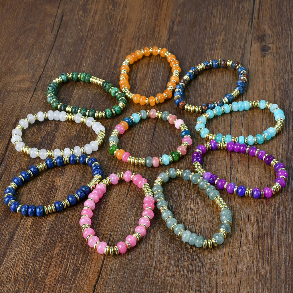 1pc Bohemian Colorful Natural Stone Elastic Bracelet Women's Fashion Sweet Festival Party Handmade Jewelry