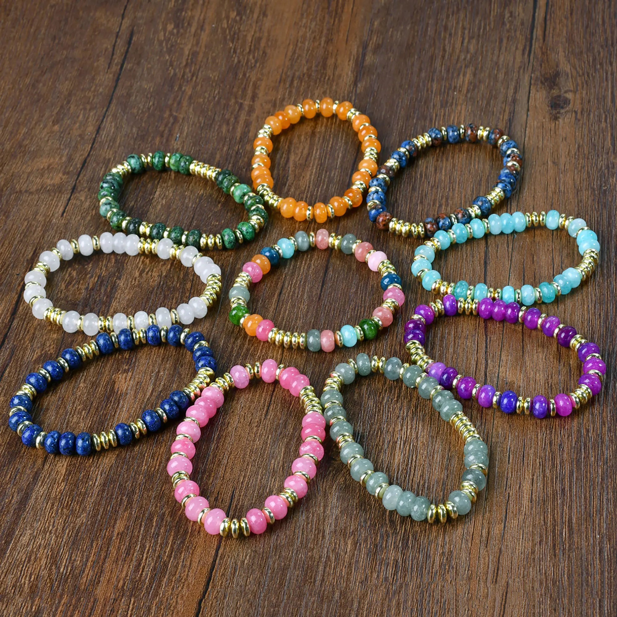 1pc Bohemian Colorful Natural Stone Elastic Bracelet Women's Fashion Sweet Festival Party Handmade Jewelry