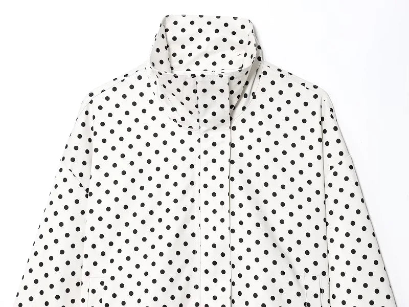 ZOCI Polka Dot Oversized Jackets for Women Zipper Women's Bomber Jacket Loose Demi-season Jacket for Women Outerwears Overcoat