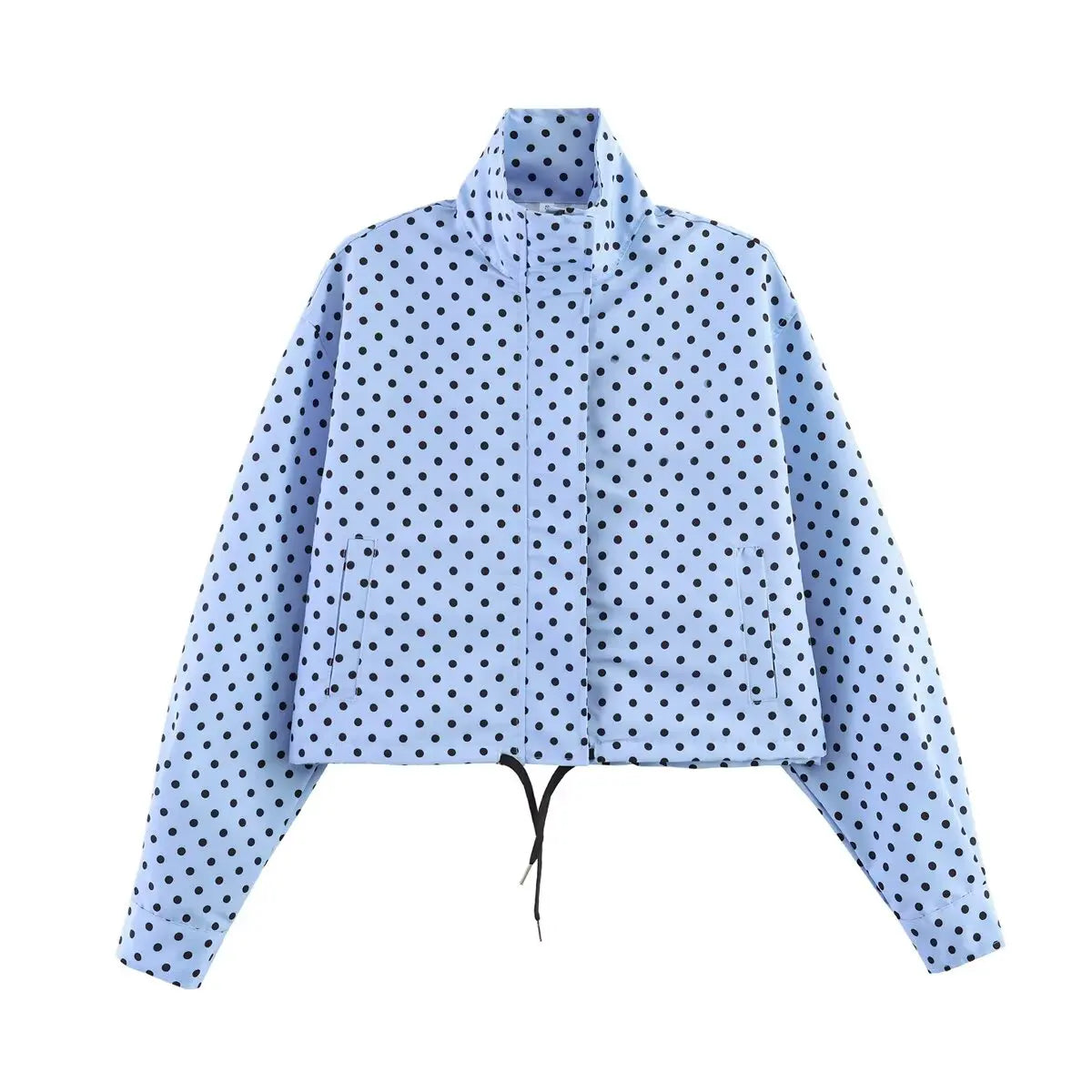 Polka Dot Print Short Coats Women's High Street Long Sleeve Jackets for Women 2026 Elegant Office Ladies Casual Outerwear