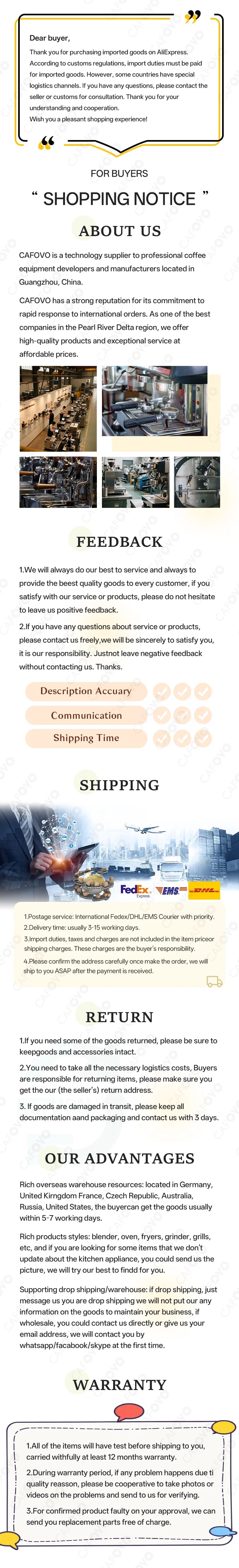 CAFOVO G764F Coffee Burr Grinder 64mm Flat Burr Coffee Grinder 100-Step Adjustment Time Quantification MIller for Home Barista