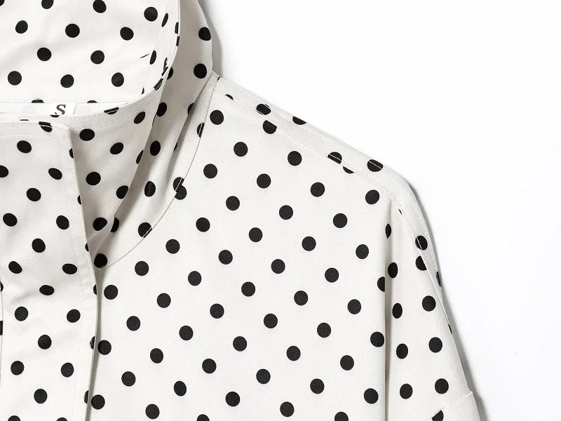 ZOCI Polka Dot Oversized Jackets for Women Zipper Women's Bomber Jacket Loose Demi-season Jacket for Women Outerwears Overcoat