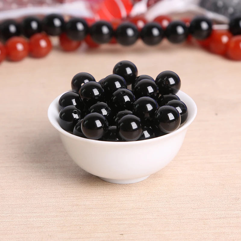 High Quality Nature Black  Round Ball Stone Bead Dyed 15" Beads For Jewelry making DIY 3mm 4mm 6mm 8mm 10mm 12mm pick