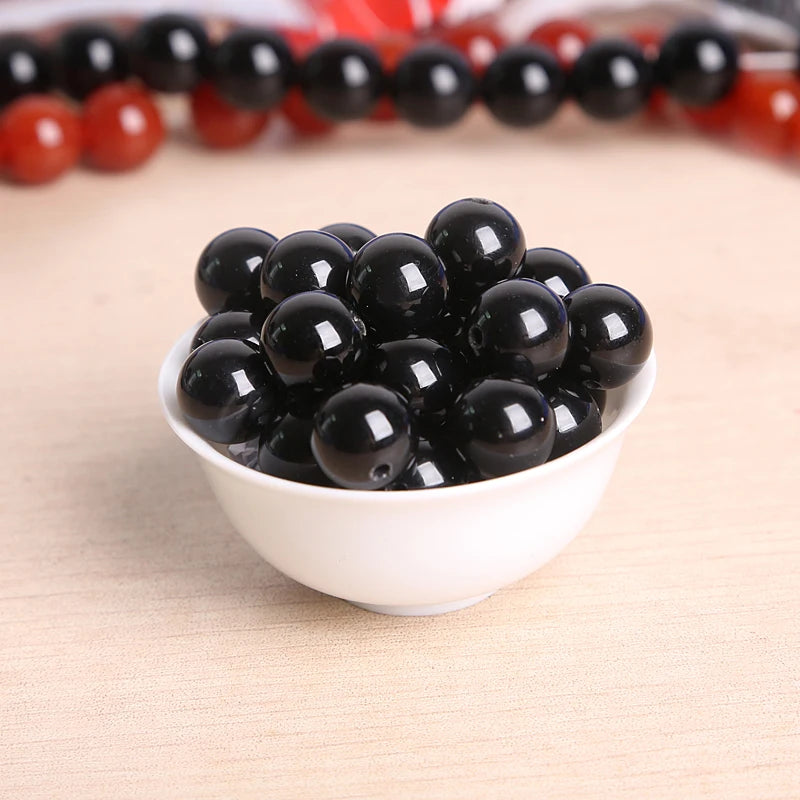 High Quality Nature Black  Round Ball Stone Bead Dyed 15" Beads For Jewelry making DIY 3mm 4mm 6mm 8mm 10mm 12mm pick