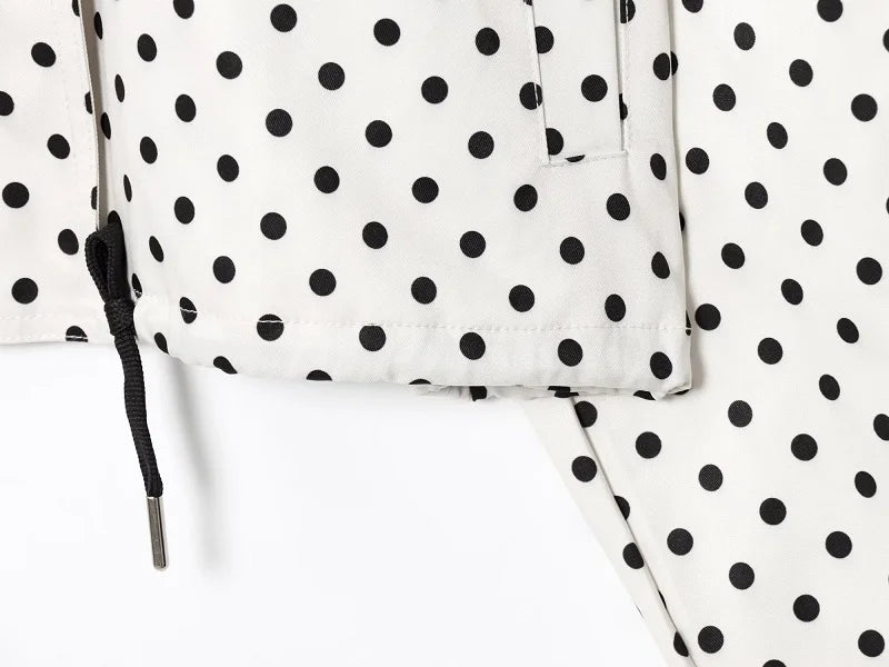 ZOCI Polka Dot Oversized Jackets for Women Zipper Women's Bomber Jacket Loose Demi-season Jacket for Women Outerwears Overcoat