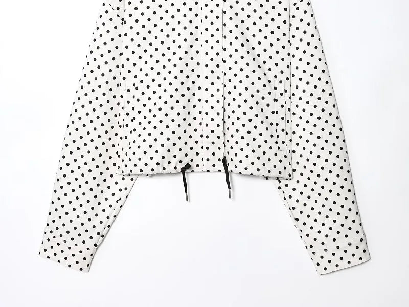 ZOCI Polka Dot Oversized Jackets for Women Zipper Women's Bomber Jacket Loose Demi-season Jacket for Women Outerwears Overcoat