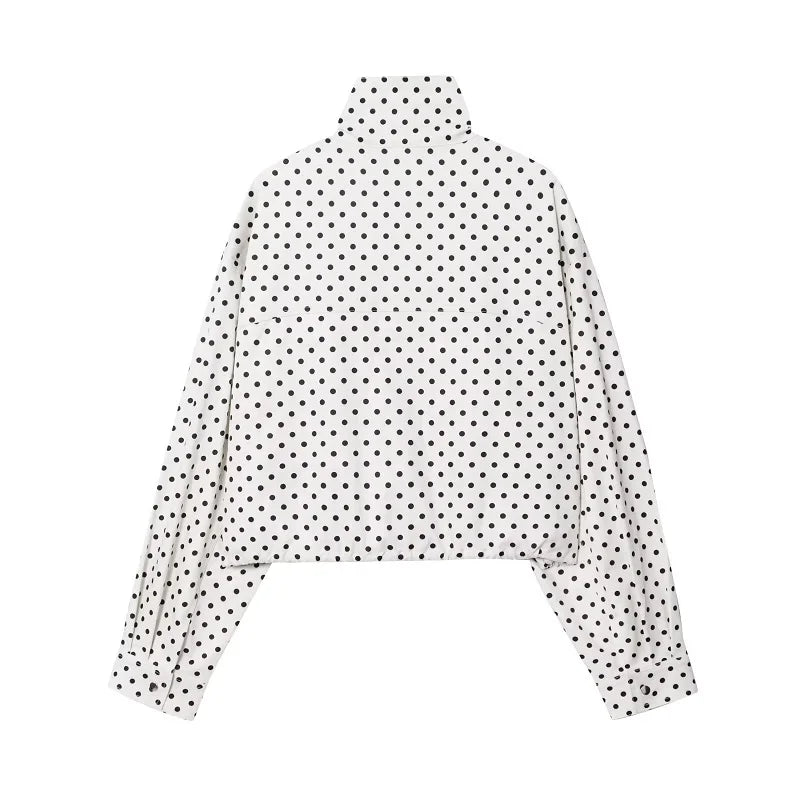 ZOCI Polka Dot Oversized Jackets for Women Zipper Women's Bomber Jacket Loose Demi-season Jacket for Women Outerwears Overcoat