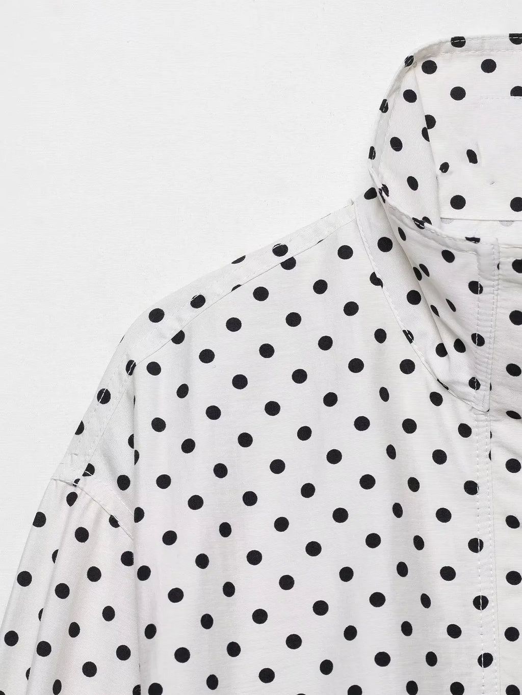 NLZGMSJ Women's Polka Dots Short Jacket Women's Stand Collar Zipper Top Short Set Female Casual Loose Coat