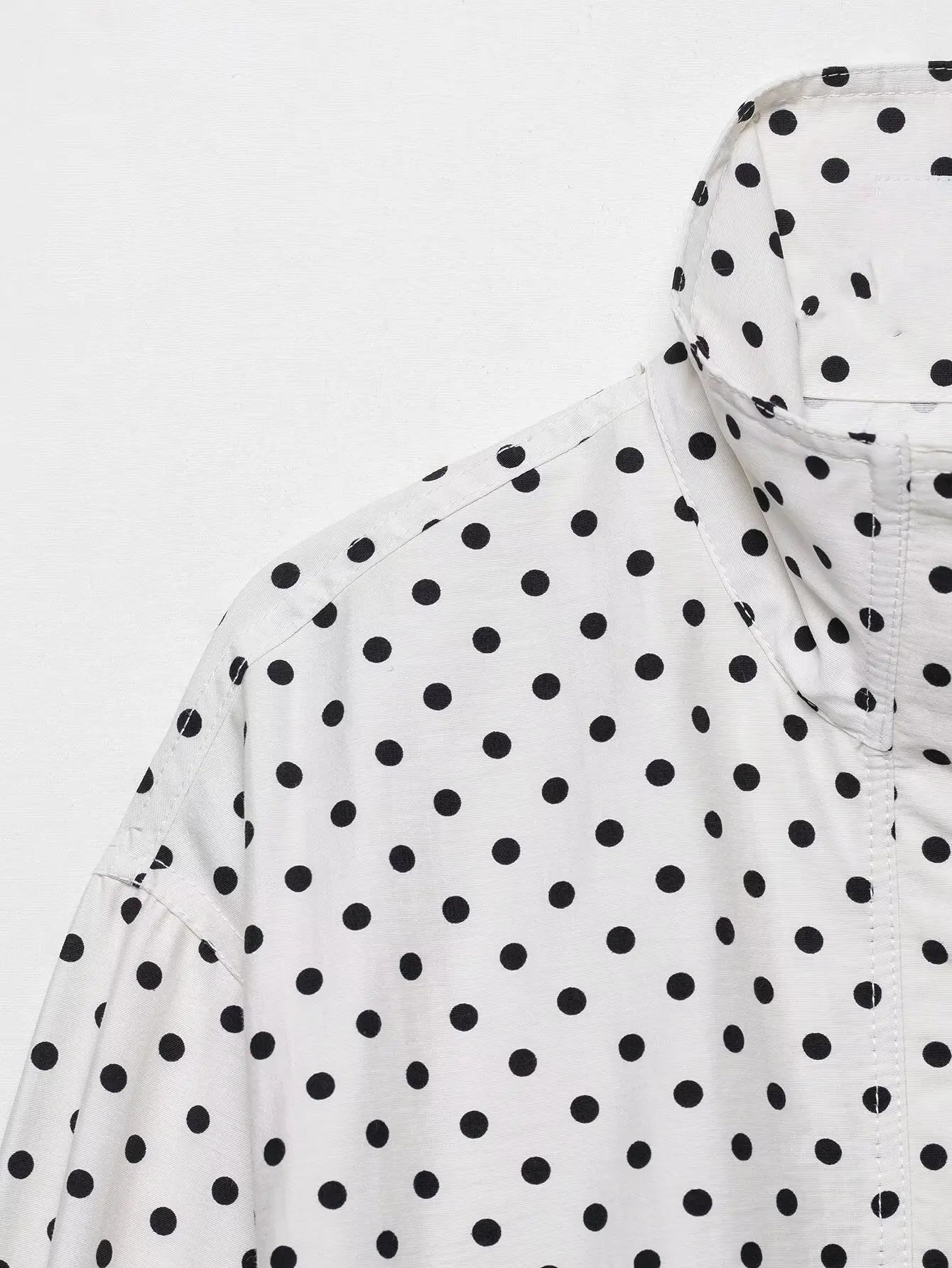 NLZGMSJ Women's Polka Dots Short Jacket Women's Stand Collar Zipper Top Short Set Female Casual Loose Coat