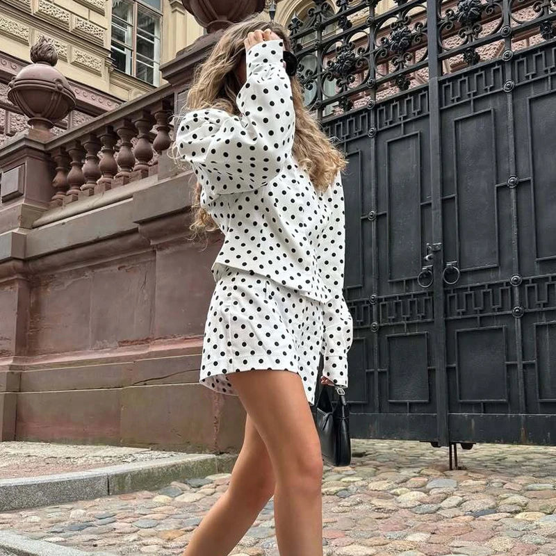 ZOCI Polka Dot Oversized Jackets for Women Zipper Women's Bomber Jacket Loose Demi-season Jacket for Women Outerwears Overcoat