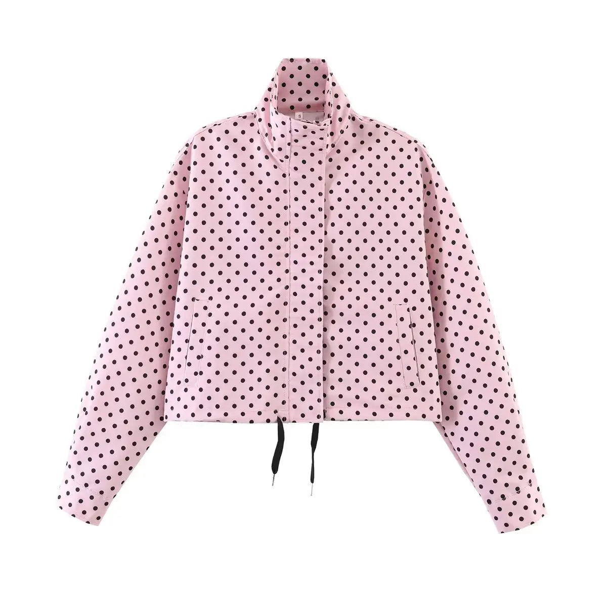 Polka Dot Print Short Coats Women's High Street Long Sleeve Jackets for Women 2026 Elegant Office Ladies Casual Outerwear