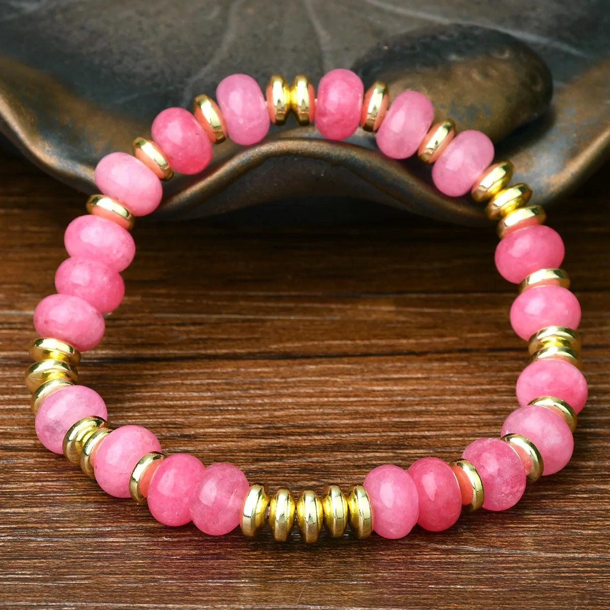 1pc Bohemian Colorful Natural Stone Elastic Bracelet Women's Fashion Sweet Festival Party Handmade Jewelry