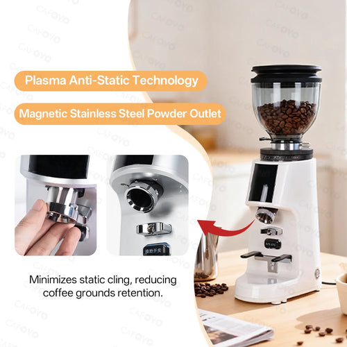CAFOVO G764F Coffee Burr Grinder 64mm Flat Burr Coffee Grinder 100-Step Adjustment Time Quantification MIller for Home Barista