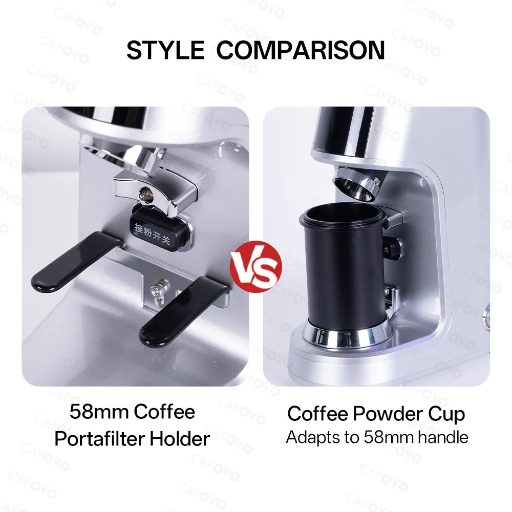 CAFOVO G764F Coffee Burr Grinder 64mm Flat Burr Coffee Grinder 100-Step Adjustment Time Quantification MIller for Home Barista