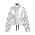 NLZGMSJ Women's Polka Dots Short Jacket Women's Stand Collar Zipper Top Short Set Female Casual Loose Coat
