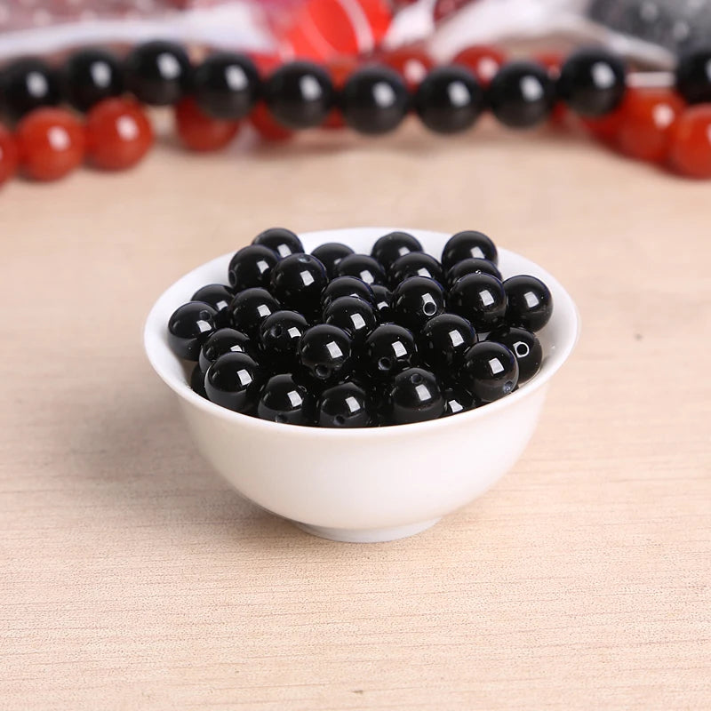 High Quality Nature Black  Round Ball Stone Bead Dyed 15" Beads For Jewelry making DIY 3mm 4mm 6mm 8mm 10mm 12mm pick