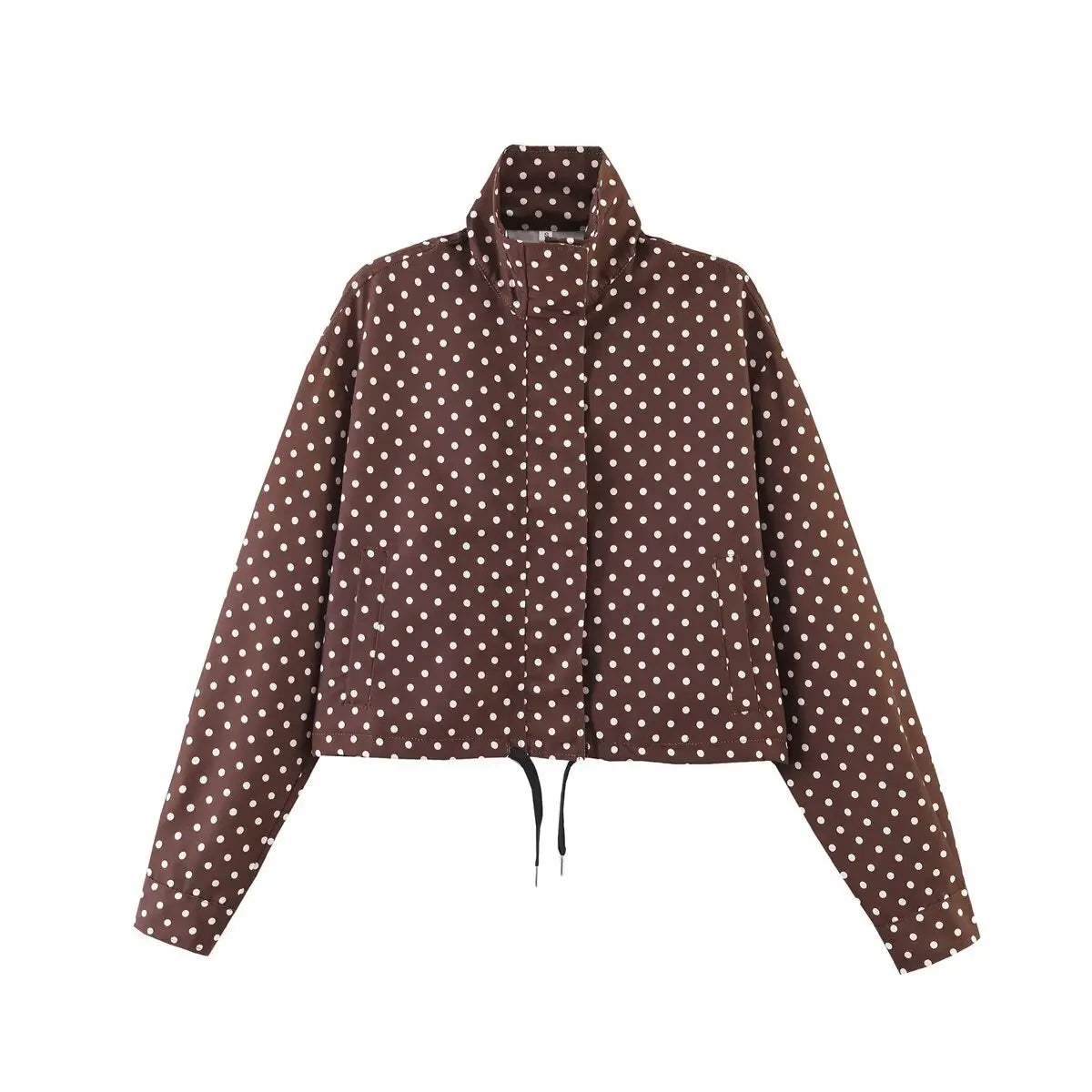 Polka Dot Print Short Coats Women's High Street Long Sleeve Jackets for Women 2026 Elegant Office Ladies Casual Outerwear