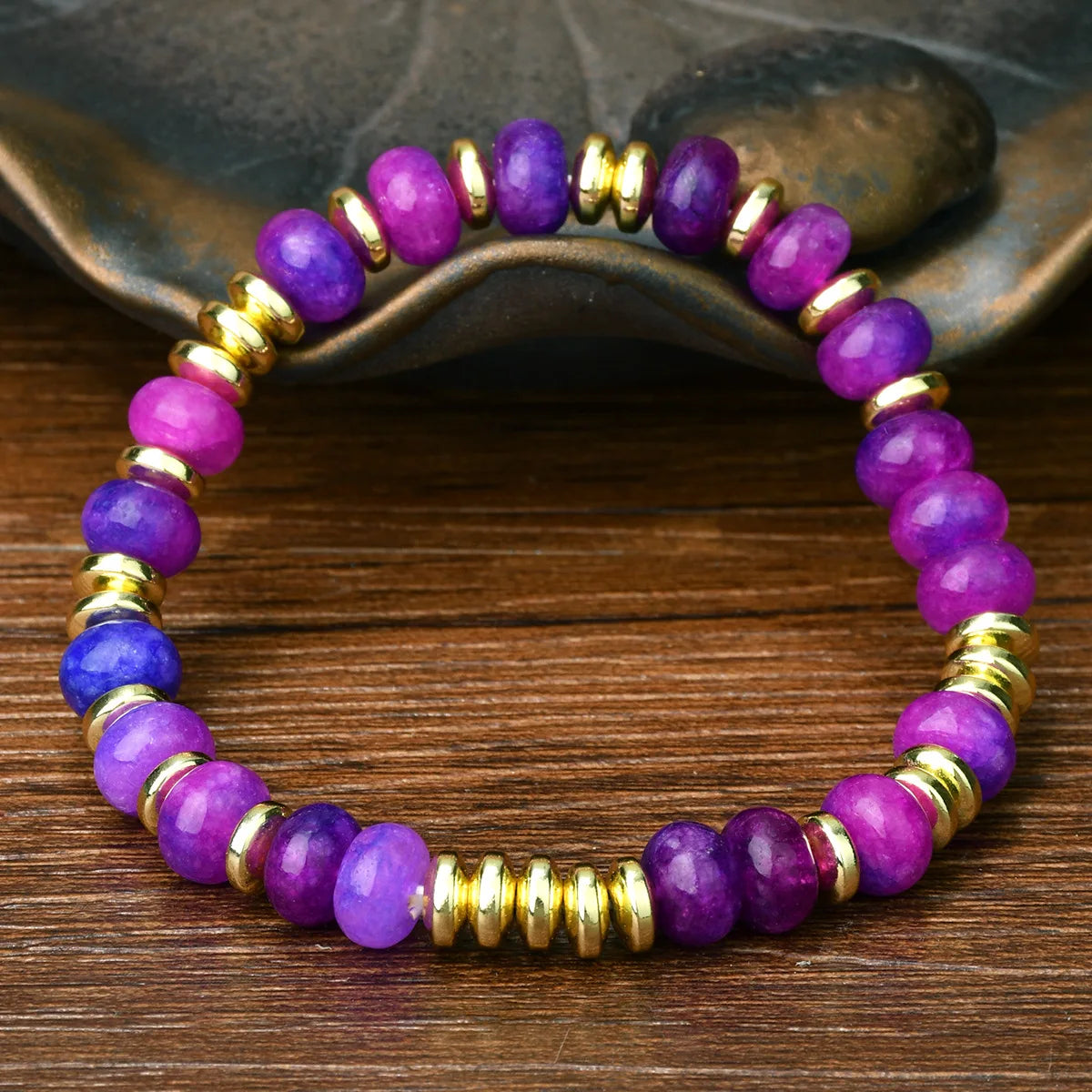 1pc Bohemian Colorful Natural Stone Elastic Bracelet Women's Fashion Sweet Festival Party Handmade Jewelry